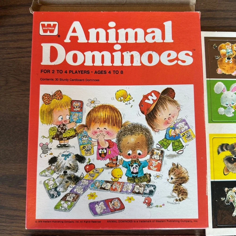 Vintage 1976 Whitman‎ Animal Dominoes Complete Uncut Sheets Retro Kids Game NEW